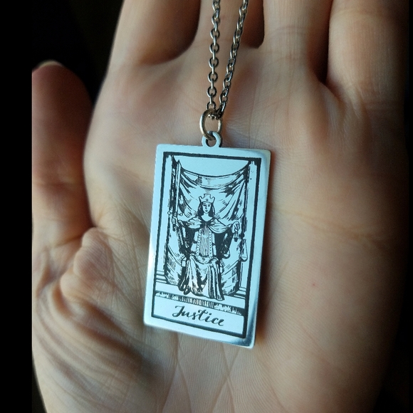 🖤 Justice- Stainless Tarot Card Necklace - Picture 2 of 6
